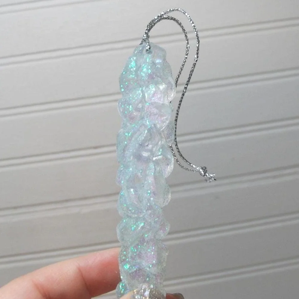 Vintage Icicle ornaments Christmas‎ Holiday decor Glitter Lucite 70s